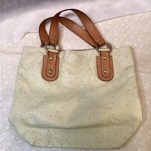 Maurizio Taiuti Genuine Yellow Leather Ostrich Pattern Handbag Made in Italy